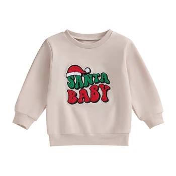 Kūdikis, Kalėdų Megztiniai Fuzzy Laišką Siuvinėjimo Ilgomis Rankovėmis Laisvas Megztinis Vaikiška Šilta Viršūnės