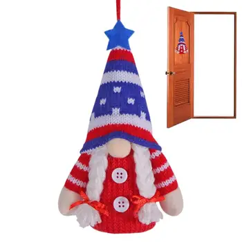 Tėvynės Gnome Dekoro Beveidis Lėlės Star Dryžuota Megzta kepurė Apdailos Amerikos Nepriklausomybės Diena Gnome Ornamentu liepos 4-osios