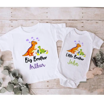 Individualiems poreikiams pritaikytos Didelis broliukas broliai ir Seserys Atitikimo Marškinėliai Užsakymą Dinozauras, kurio Pavadinimas Berniukų T-shirt Baby Bodysuit Šalių Viršūnių Apranga