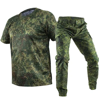 Vasaros Vienodas rusijos Kamufliažas Tactical Marškiniai & Kelnės, vyriški Nustatyti, Lauko Drabužiai