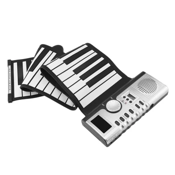 61 Klavišus Roll Up Fortepijono Klaviatūros Nešiojamų Minkšto Silikono Elektroninis Pianinas su Built-in Speaker LCD Ekranas Įrašymo MIDI Funkcija
