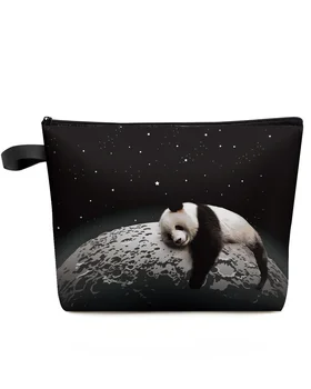 Mėnulio Naktį Danguje Žvaigždė Panda Juoda Makiažas Maišelį Dėklas Kelionės Essentials 