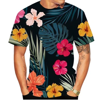 Vyriški 3D Atspausdintas Havajų Mielas Gėlių Marškinėliai Atsitiktinis Trumpas rankovėmis Vyrams Gėlių Spausdinti Marškinėliai Paplūdimys marškinėliai Topai XXS-6XL