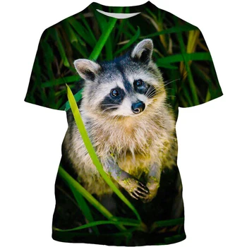 Mados Mielas Gyvūnų Meškėnas Unisex 3D Spausdinimo Atsitiktinis trumpomis Rankovėmis T-shirt