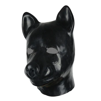 3D formos fetišas unisex latekso šuo kaukė kapoto gumos fetišas aninal kaukė su nugaros užtrauktuku šuo vergas gaubtu