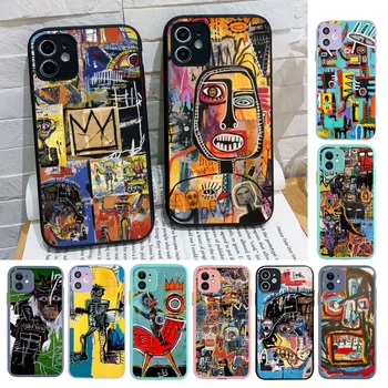 B-Basquiats Meno Telefono dėklas Skirtas iPhone 14 X XR XS 7 8 Plius 11 12 13 pro MAX 13mini Matinis atsparus smūgiams Atveju