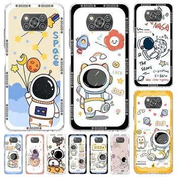 Atveju Xiaomi Poco X5 X3 NFC M4 X4 Pro 5G M3 F3 F2 M2 Pocophone F1 Mi 11 Lite 13 12T Skaidrus Telefono Dangtelį Kosmosą Astronautas