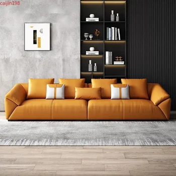 Privačių užsakymą italų šviesos prabangus odinis meno sofa paprasta Šiaurės gyvenamasis kambarys su sofa-lova, trijų ar keturių asmuo derinys sofa