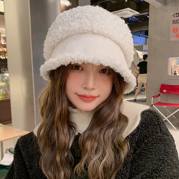 Lauko moteriškos Kepurės Žiemai Šiltas ir Šaltas Skrybėlę Naujas Mados Trumpas Kraštų Hat, Black Pliušinis Moterų Žiemos Skrybėlę Kepuraitės Moterims