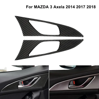 Už MAZDA 3 Axela reikmenys Durų vidinė rankena skydelis papuošti anglies pluošto, automobilių vidaus apdailos lipdukai 2014 m. 2017 m. 2018 m.