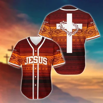 Nauji vyriški Harajuku Vasaros Beisbolo Jersey Jėzus 3D Atspausdintas Mados Beisbolo Marškinėliai, Unisex Gatvės Atsitiktinis Sporto Beisbolo Jersey