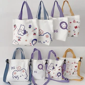 Korėjos Handcarry Sling Bag Krepšį Pečių Maišą Sling Bag Vaikų Bag Rankinė Crossbody Drobės Maišelį Triušis Padengti Spausdinimo Mielas INS