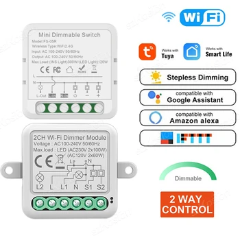 Tuya Wifi Smart Reguliatoriai Jungiklis 1 Modulis 2 Gaujos Mini LED Žibintai Pritemdomi Valdiklis Parama 2 Būdas Kontroliuoti Balsą Alexa, Google