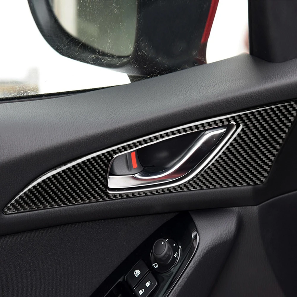 Už MAZDA 3 Axela reikmenys Durų vidinė rankena skydelis papuošti anglies pluošto, automobilių vidaus apdailos lipdukai 2014 m. 2017 m. 2018 m. - 1