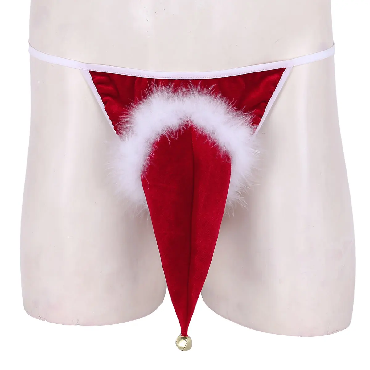 Vyrų Erotinių Santa Hat Dizaino G-String Naujovė Kalėdų Dovana Secret Santa Bikini Kalėdos, Kalėdos Kelia Dėklas Dirželius Aksomo Apatiniai - 2