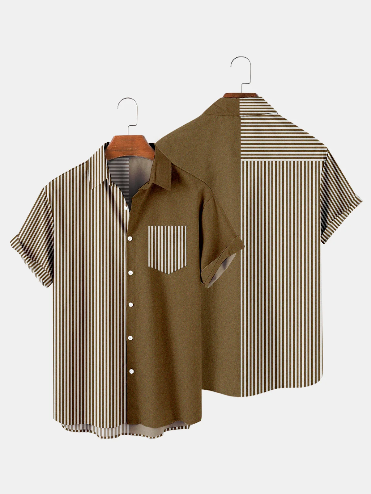 Vyriški marškiniai Y2k hombre dryžuotas raštas trumparankoviai marškinėliai, vyriški gatvės Havajai retro marškinėliai Harajuku vyriški marškiniai 02 - 2