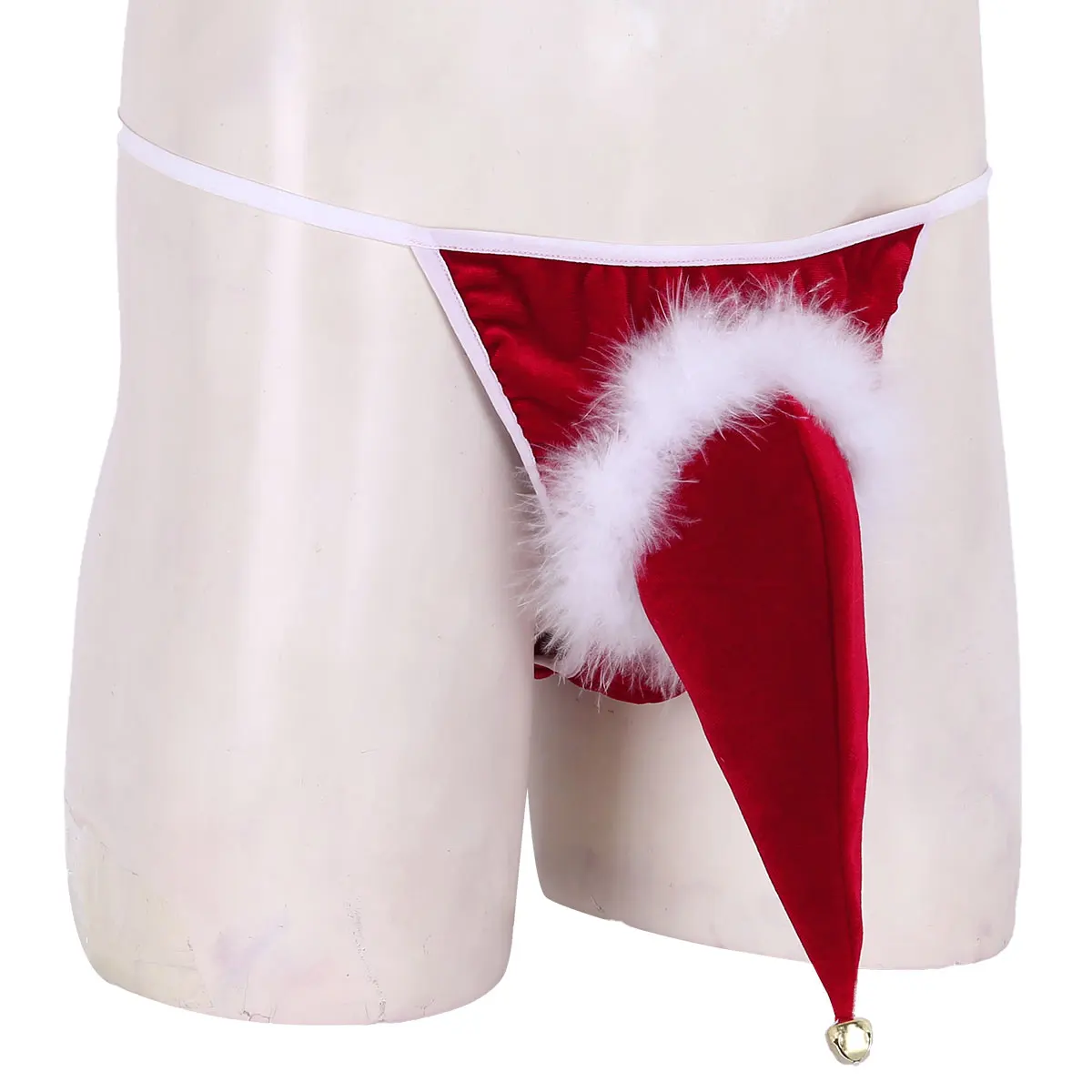 Vyrų Erotinių Santa Hat Dizaino G-String Naujovė Kalėdų Dovana Secret Santa Bikini Kalėdos, Kalėdos Kelia Dėklas Dirželius Aksomo Apatiniai - 3