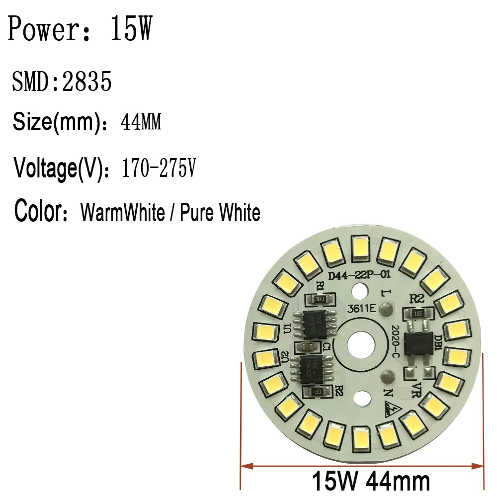IC Vairuotojo AC 220v PCB Šviesos Šaltinis Integruotas 3w 5w 6w 9w 7w 12w 15w Grynas/Šilta Balta Lempos Chip LED Lemputės Šviesa - 3