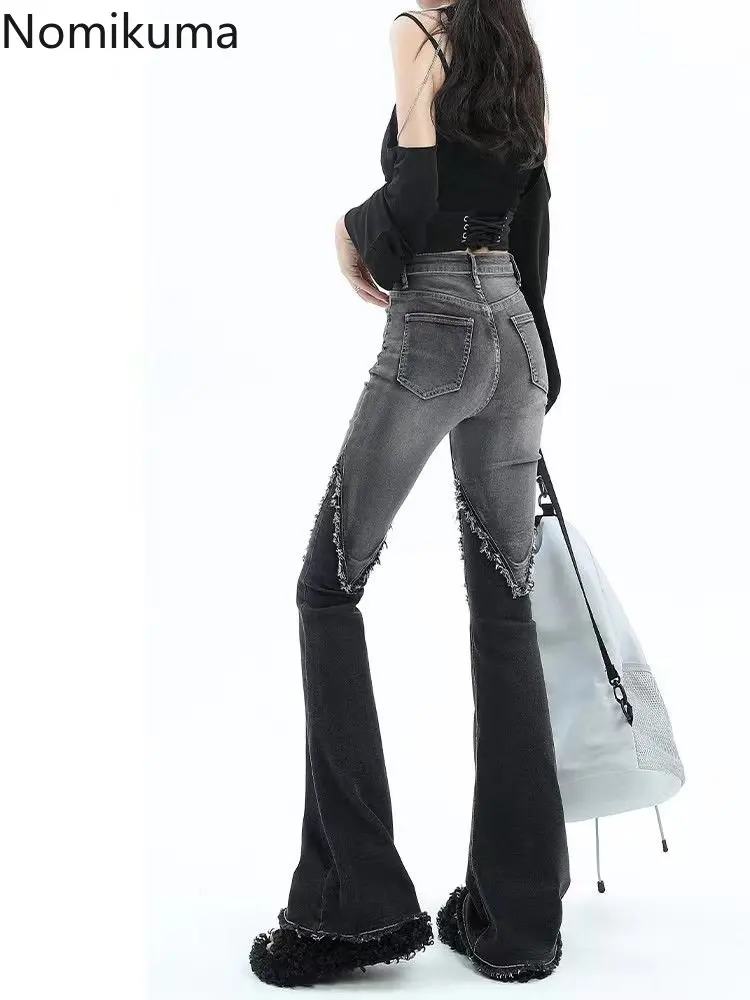 Džinsai Moteris Mados Streetwear Flare Kelnės Kutas Tunika Vintage Kelnės 2023 Mew Dugno Nuolydis Atsitiktinis Y2k Pantalon Femme - 3