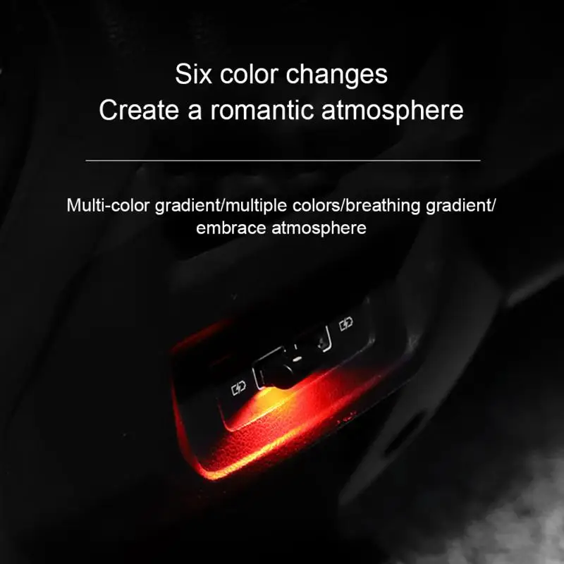 LED Naktį Lengvųjų Automobilių Spalva Atmosfera Lempos Mini USB Patalpų Touch 6Colors Avarinės Šviesos Lempos Kambarį Miegamojo Lovos Šalis - 5