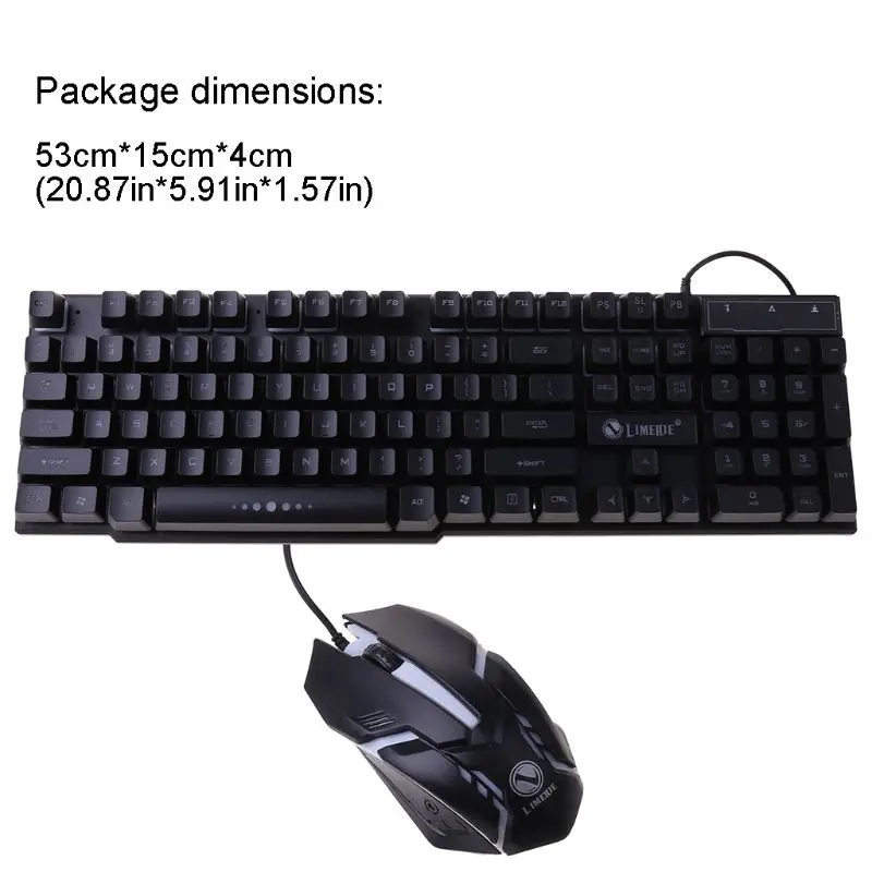 GTX300 Spalvinga RGB Šviesos Mechaninė Klaviatūra, Pelės Rinkinys Black Žaidimų Mechaninė Jaustis Klaviatūros - 5