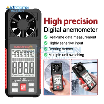 HT605 Skaitmeninis Anemometras Nešiojami Vėjo Greičio Matuoklis Windmeter Backlight LCD Ekranas Temperatūros Drėgmės Matuoklis