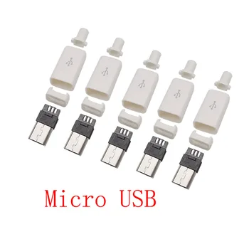 Micro USB Jungtis 6mm Male Kištukas 5 Polių Litavimo Tipo 