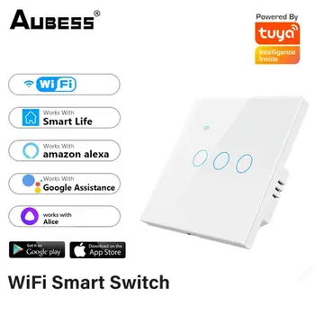 1/2/3/4gang TUYA WiFi Smart Touch Jungiklis Namų Šviesos Sienos Mygtuką Neutralų Laidą Alexa Ir Namų Asistentas ES Standartą.
