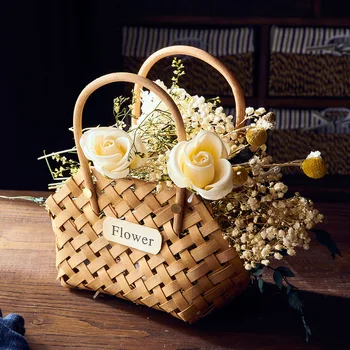 Vytelių krepšelį arba Bambuko Krepšiai Cachepot Gėlių Unikalus Krepšelį Pinti Krepšiai Dekoro Gėlių Kūrybos Krepšelį Organizuoti