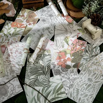 50Sheets Medžiaga popierius literatūros meno fone Rudenį šviežių augalų koliažas apdailos bazės rašomasis popierius Memo pad 4 modeliai