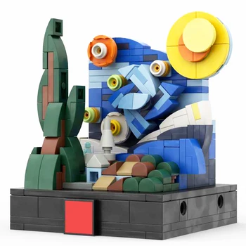 Gobricks SS Garsaus Mini Žvaigždėtą Naktį Kūrybiškumą Blokai 3d Pixel Art Prabanga Dažų Trinkelių Rinkinys Papuošalų, Žaislų vaikams Dovanų