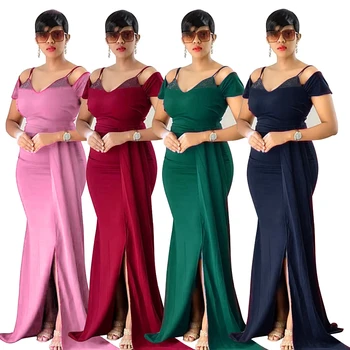 Elegantiškas Afrikos Vestuvių Suknelės Seksuali Moteris 2023 Dashiki Ankara China Komplektus Padalinta Vakare Šalies Ilga Suknelė ir Bridesmaid Suknelė
