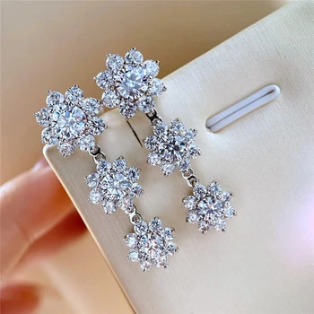 Pietų Korėjos ins paprasta, pilna deimantų, saulėgrąžų auskarai universalus temperamentas 925 silver needle hipoalergicznych auskarai