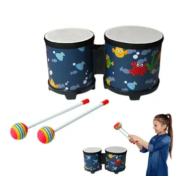 Vaikai Bongos Mušamųjų Instrumentų Vaikai Būgno Muzikinis Žaislas Medinis Būgnas Su 2 Spalvinga Blauzdelės Rankų Darbo Būgno Vaikams Suaugusieji