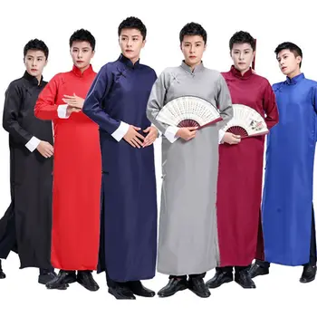 Vyrų Ilgas Chalatas, Kung Fu Paltas Vintage Stiliaus Kinijos Ilgas Chalatas, Vaikų, Suaugusiųjų Kryžiaus Kalbėti Kostiumai