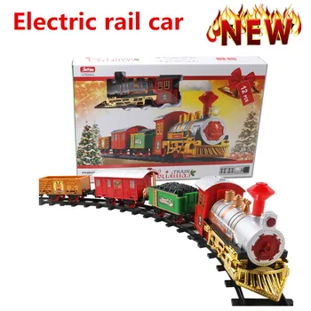 Elektros Geležinkelių Automobiliu Vaikų Žaislas Modeliavimas Traukinio Rinkinį Su Muzika, Apšvietimas Kalėdų Mažų Traukinį Berniukas Žaislas Automobilis
