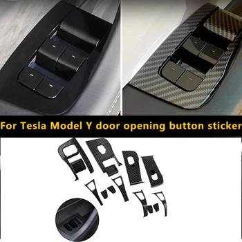 14pcs Tinka Tesla Model Y Centro Konsolių Durų atidarymo Mygtukas Lipdukas Rankena Wrap Lango Jungiklis Wrap ABS Anglies Pluošto Accessorys