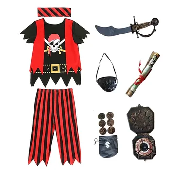 Berniukai Piratų Kostiumų Captain Jack Piratų Žaislas Kostiumas Nustatyti Halloween Party Vaikų Nuotykius Kostiumas Derliaus Piratų Priedai