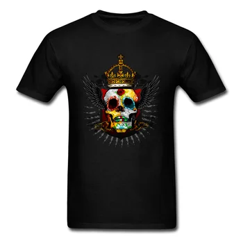 Naujas Ateina Skull King Tee Marškinėliai vyrams Klasikiniai Meno Dizaino vyriški Juodi marškinėliai Helovinas Mados Individualų Drabužių Viršų