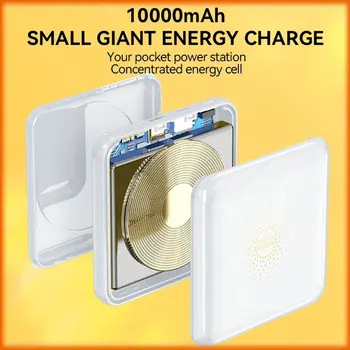 Mini Magsafe Maitinimo Banko 10000mAh Kompaktiškas Nešiojamas Mobiliojo Telefono Išorės elektros Energijos Tiekimo Belaidžio Greito Įkrovimo Magnetinės Galios Bankas