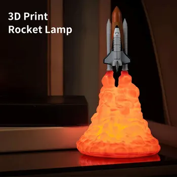 USB Įkrovimo Space Shuttle Raketų Stalo Lempa 3D Spausdinimo Nakties Žibintas, Aplinkos Šviesos Kambarys Naktiniai Darbalaukio Dekoras Vaikų Dovanų