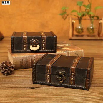 Derliaus lauke saugojimo darbalaukio medinių Europos stiliaus medinė raidė mažą dėžutę su užraktas, slaptą kambarį, antikos stiliaus slaptažodį