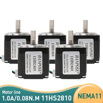 Nemokamas pristatymas 5vnt 11HS2810 Nema11 hibridas Stepper motorinių 28x28x28mm du etapai 4 laidai 1.8 laipsnių naujų CNC router
