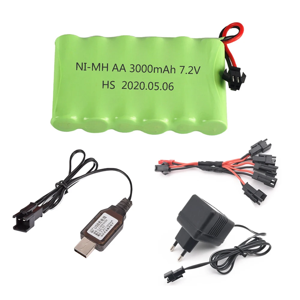 M modelis NIMH Baterijos 7.2 V 3000mah Baterija su Krovikliu nustatyti Rc Žaislas Automobilius, Laivus, Ginklus, Ni-MH AA 2800mah 7.2 v Įkrovimo Baterija (akumuliatorius - 0