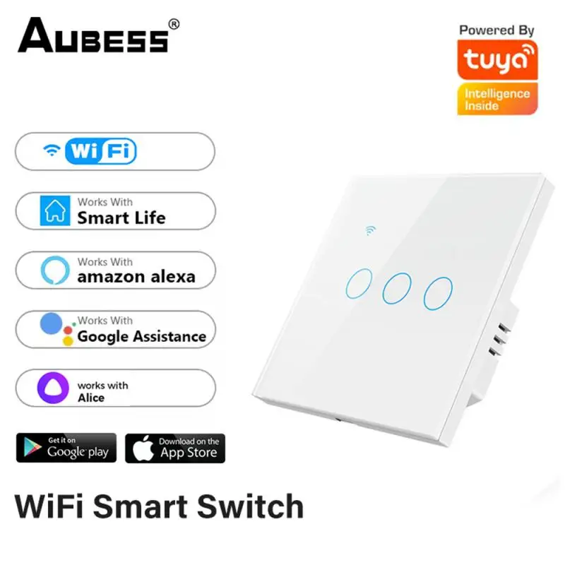 1/2/3/4gang TUYA WiFi Smart Touch Jungiklis Namų Šviesos Sienos Mygtuką Neutralų Laidą Alexa Ir Namų Asistentas ES Standartą. - 0