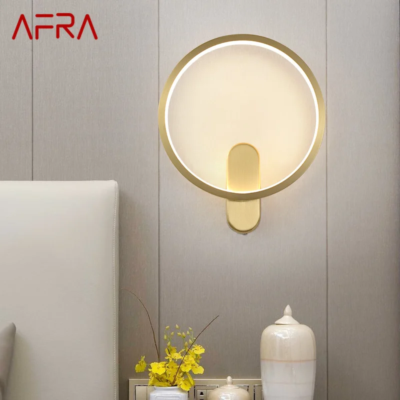 AFRA Šiuolaikinio Sienos Lempos LED Indukcijos Žalvario Kūrybos Aukso Sconce Šviesos Namuose Gyvenančių Miegamojo Puošimas - 0