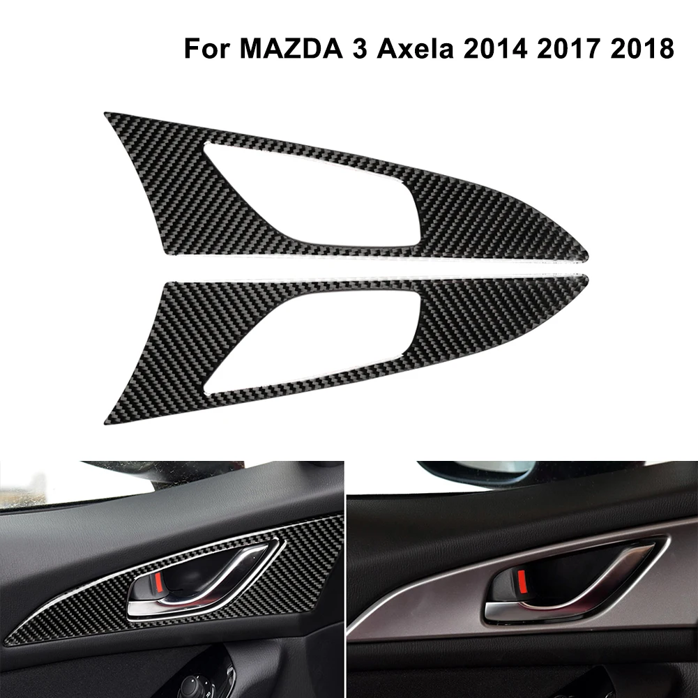 Už MAZDA 3 Axela reikmenys Durų vidinė rankena skydelis papuošti anglies pluošto, automobilių vidaus apdailos lipdukai 2014 m. 2017 m. 2018 m. - 0