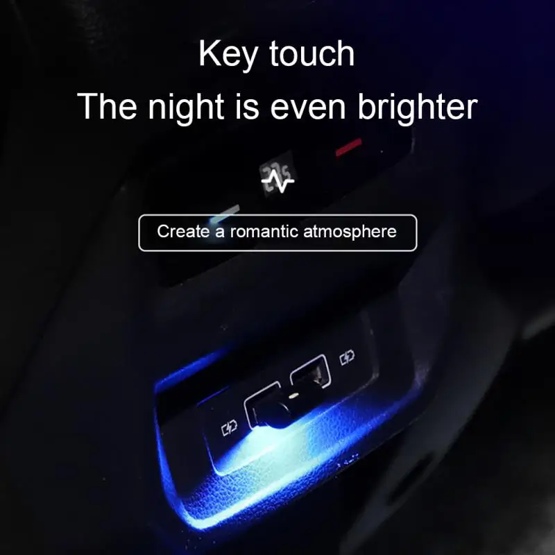 LED Naktį Lengvųjų Automobilių Spalva Atmosfera Lempos Mini USB Patalpų Touch 6Colors Avarinės Šviesos Lempos Kambarį Miegamojo Lovos Šalis - 2