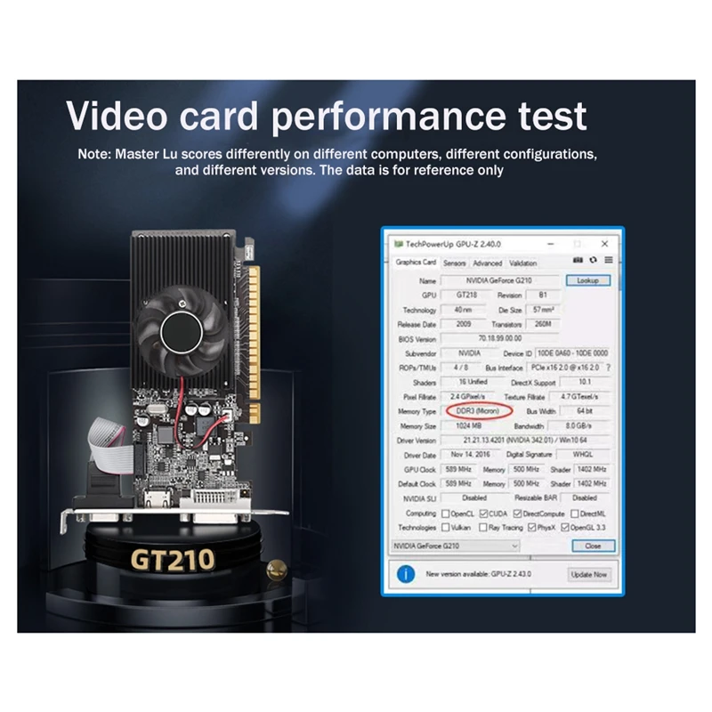 GT210 1GB GDDR3 64 bitų Grafikos Plokštę Pcle X16 2.0 GPU Kompiuterio Grafikos plokštė DVI-D+VGA+HD Desktop Vaizdo plokštė - 2