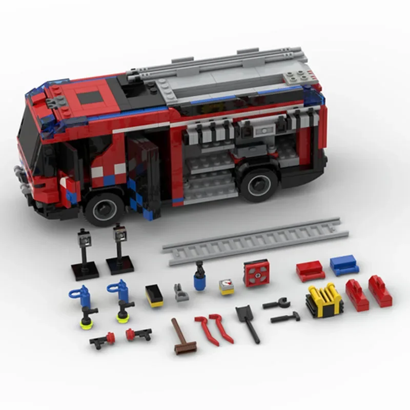 Hibridinės Gaisro Sunkvežimių Variklių SS-57318 Fire Truck Miesto Priešgaisrinės Kūrimo Bloką Žaislo Modelis 877PCS 